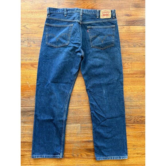 Levis 505 Regular Fit Jeans 40X32 Dark Wash Denim - Picture 2 of 6